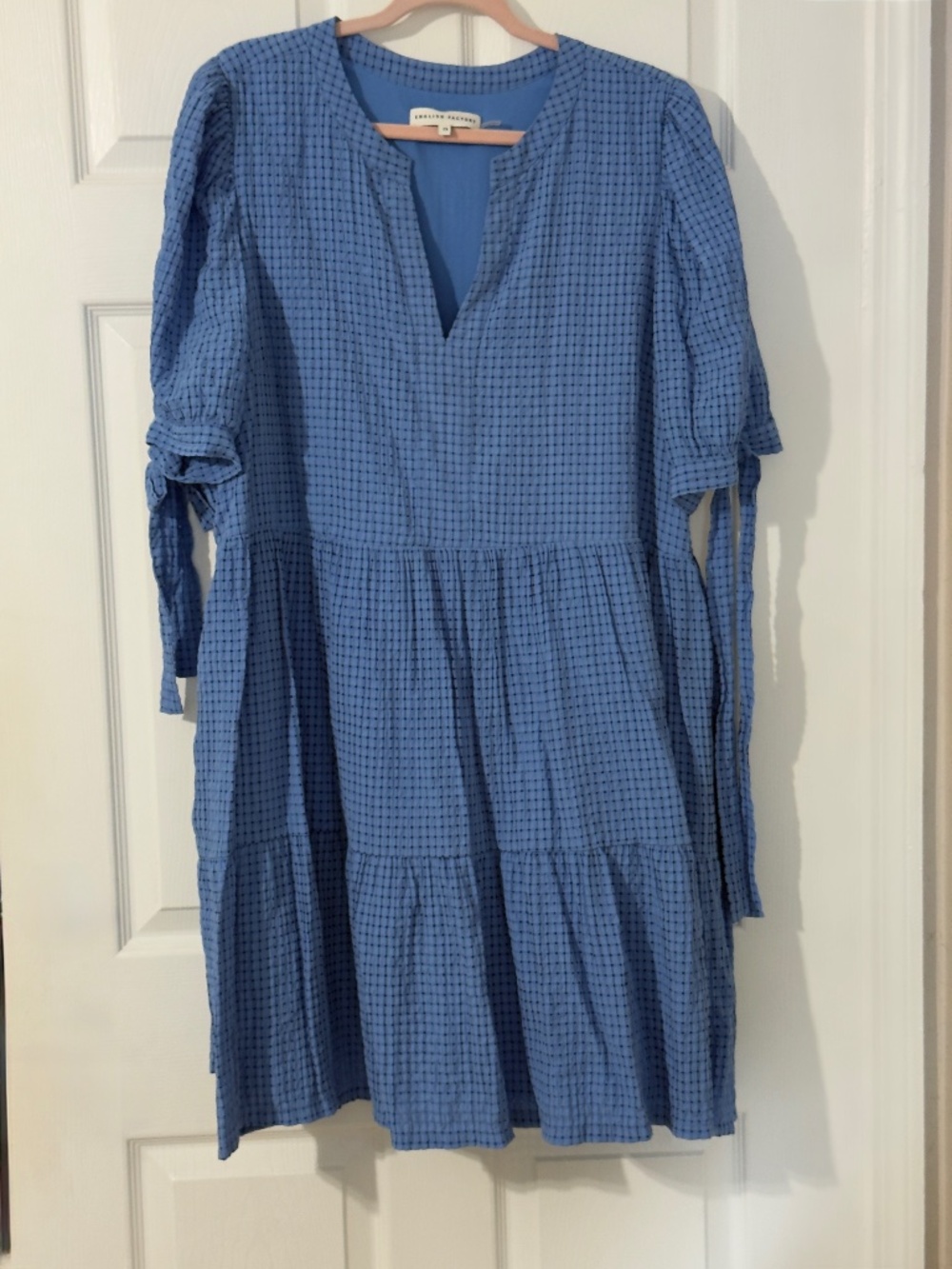 English Factory Blue Textured Dress 2x